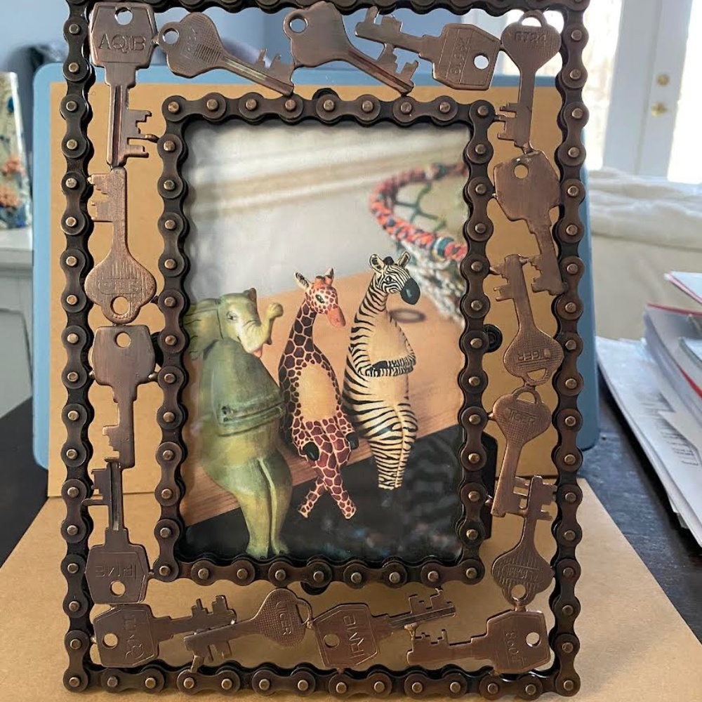 Bicycle Chain and Vintage Keys Picture Frame